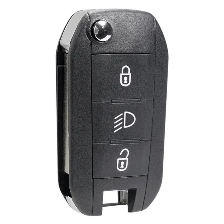Cheie auto completa Techstar compatibila cu Peugeot Citroen, 3 butoane, HU83, 433MHz, cu chip ID46, telecomanda inclusa