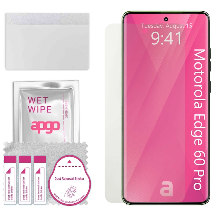Folie de protectie MAT MATTE apgo pentru Motorola Edge 60 Pro – autoadeziva, afisare completa, hidrogel, anti-zgarieturi, full glue, 5D