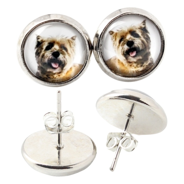 Személyre szabott fülbevaló fényképpel, Art-Dog, 12 mm, ezüst, ajándékdobozban, üveg