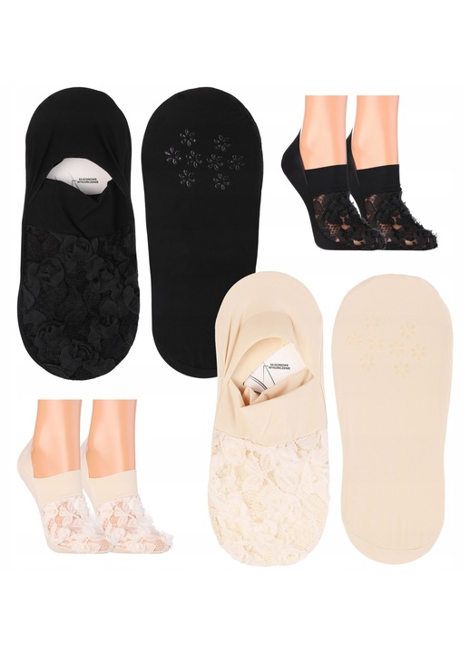 Sosete dama Moraj, balerini, bej/negru, 38-41