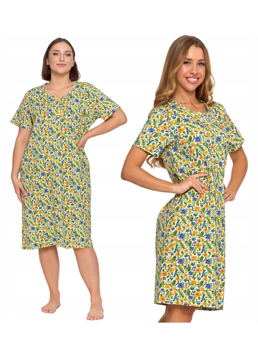 Дамска пижама, Moraj, нощница с флорален принт, многоцветна, памук