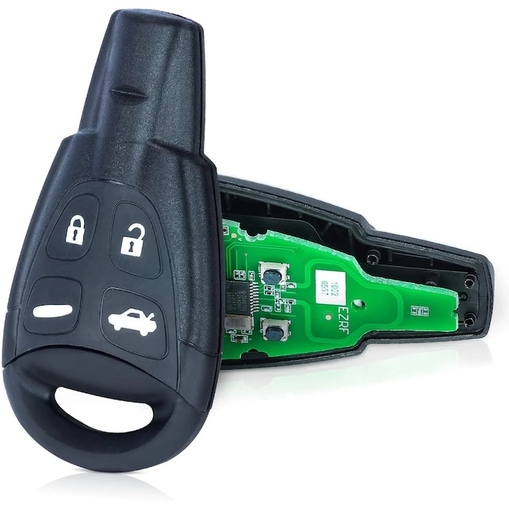 Programozható, teljes autókulcs, kompatibilis a Saab 9-3, 9-5 (2003–2011) modellekkel – 4 gomb, 433 MHz, ID46 chip – FCC LTQSAAM433TX