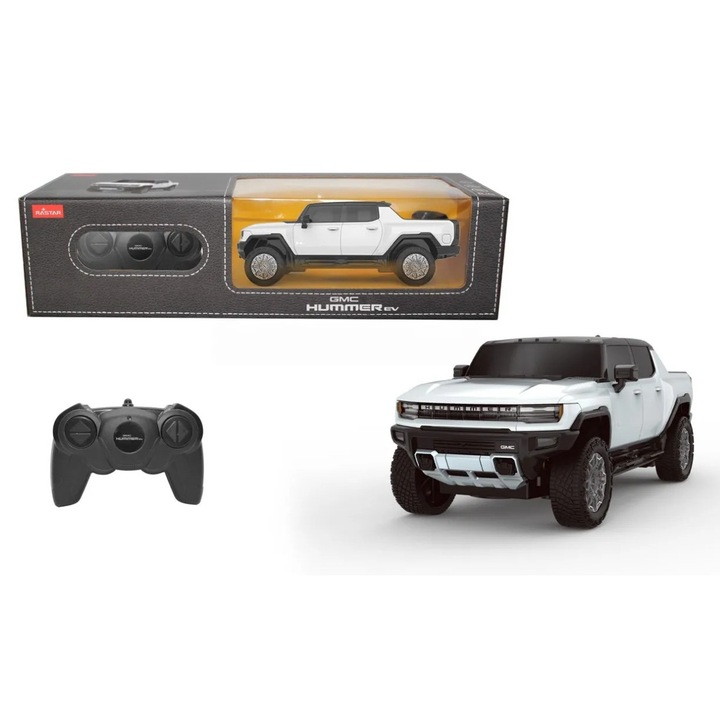 Кола с дистанционно управление Hummer Ev бяла, мащаб 1 до 24