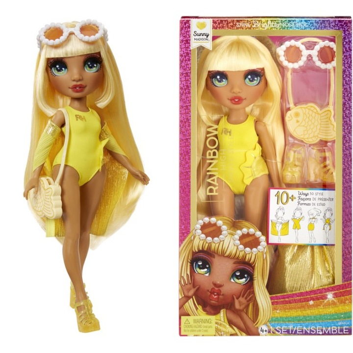 Papusa Rainbow High, Swim and Style Sunny Madison, accesorii incluse, multicolor