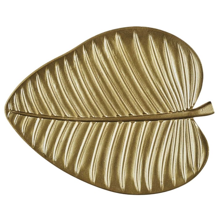 Tava Decorativa HowHomely, Forma De Frunza, Culoare Aurie, Ideală Pentru Sufragerie Si Bucătărie