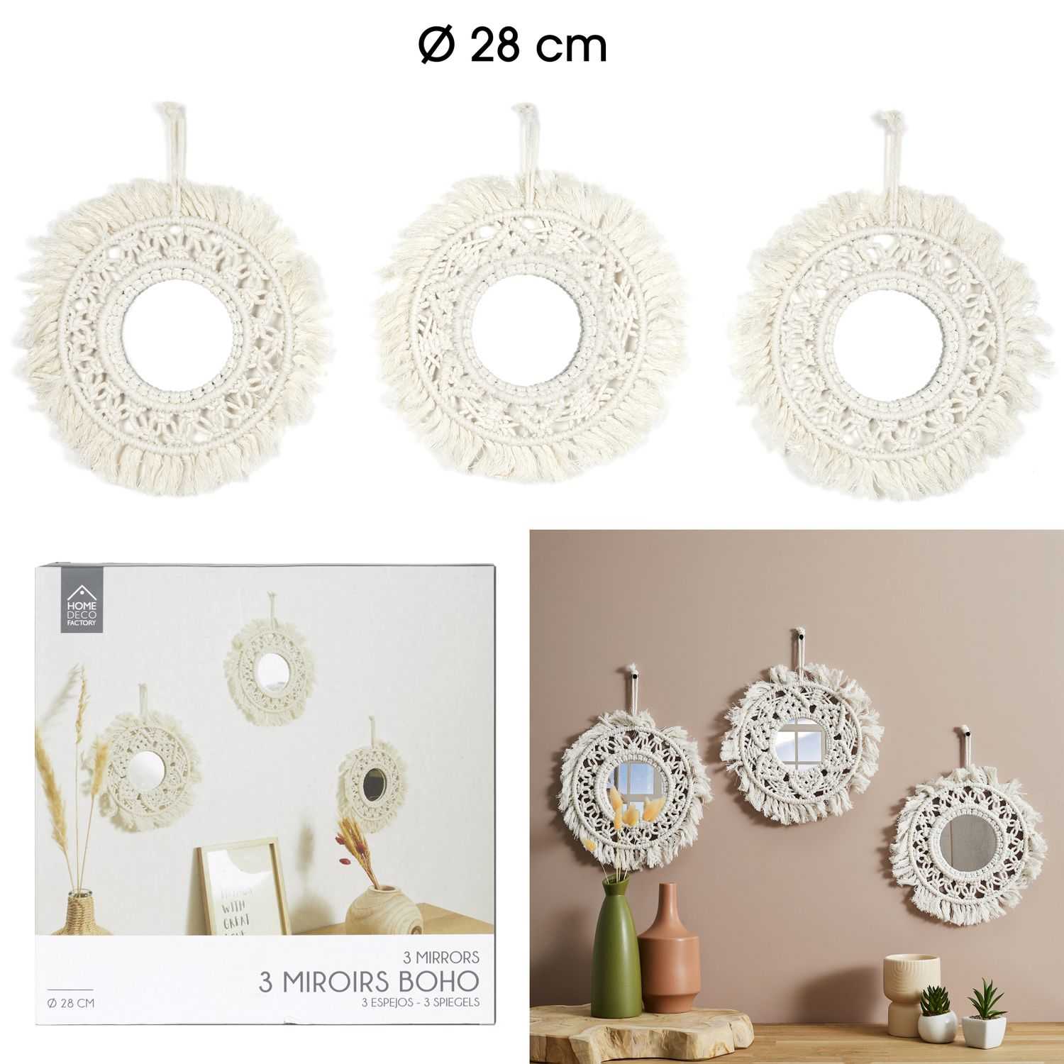 Set Oglinzi Decorative, Howhomely, Forma Rotunda In Stil Boho ...