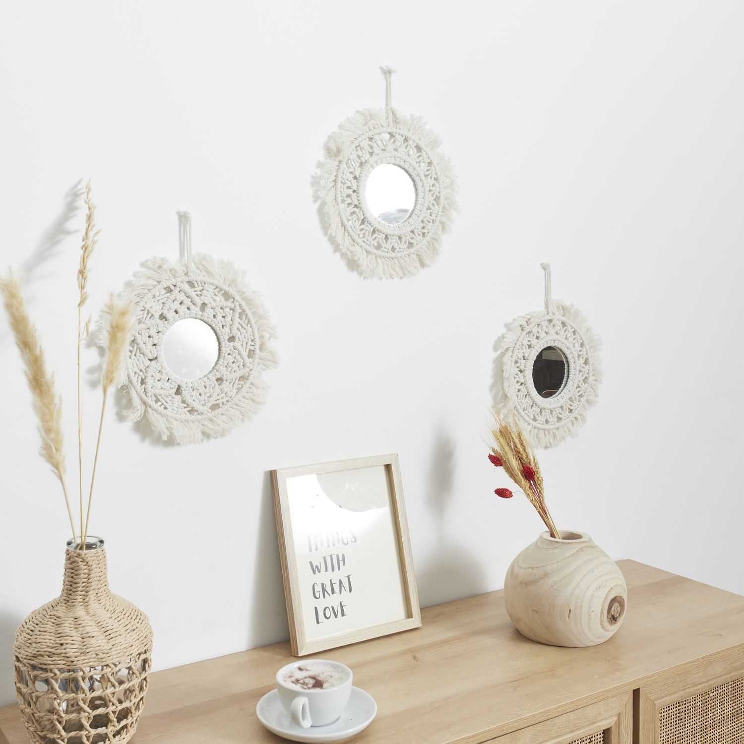Set Oglinzi Decorative, Howhomely, Forma Rotunda In Stil Boho ...