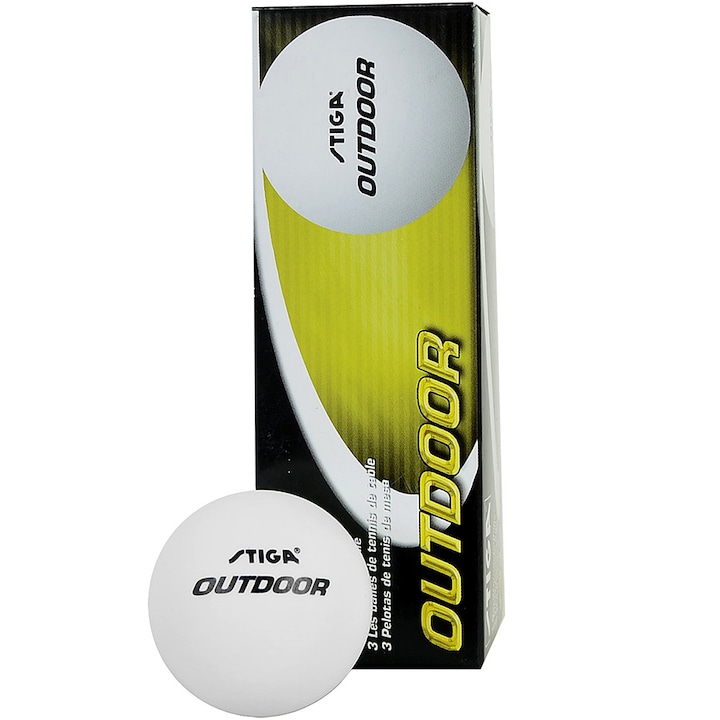 Set 3 mingi ping pong Stiga Outdoor, alb