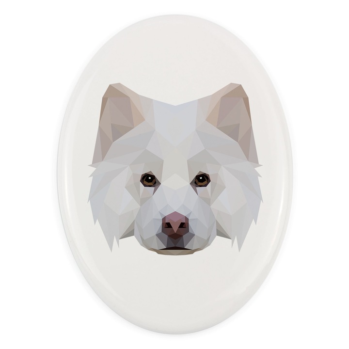 Dísztábla kutyákkal, Art-Dog, geometriai design, 7,5x10,5cm