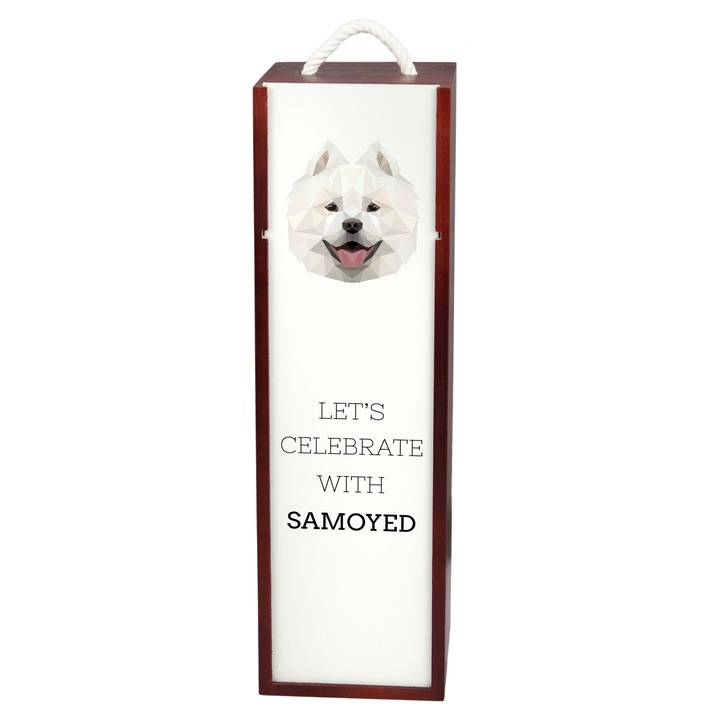 Арт-Дог, кутия за вино, 35x10x10см, от дърво, дизайн с куче