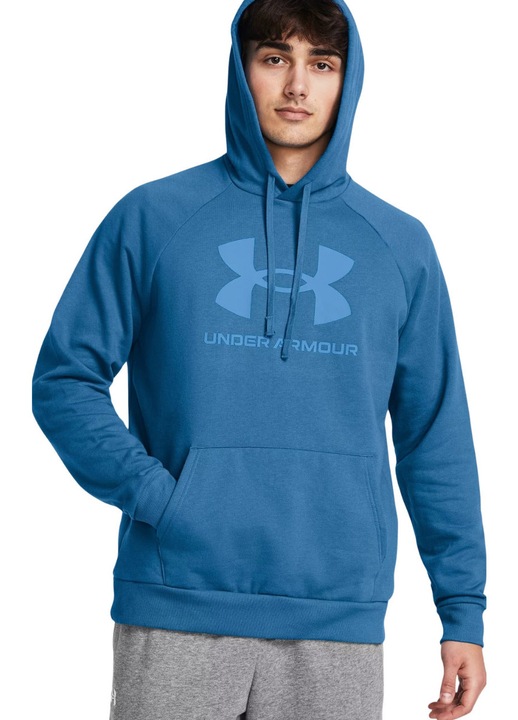 Férfi Under Armour Rival Fleece pulóver, kék, nem levehető kapucnival, pamut, Kék