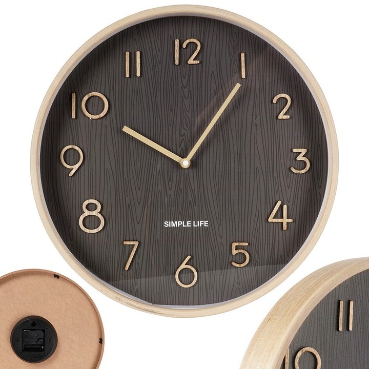 Falióra, Vilde, 38x5,5 cm, Mdf keret, 1xAa 1,5 V-os elemmel működik (elem nem tartozék), klasszikus dizájn, könnyen leolvasható óralap, szürke