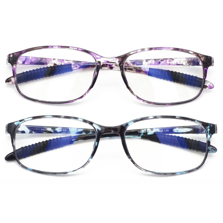 Set 2 perechi ochelari de vedere dama, Mcoorn, +2.50, Protectie lumina albastra, Flexibili, Multicolor