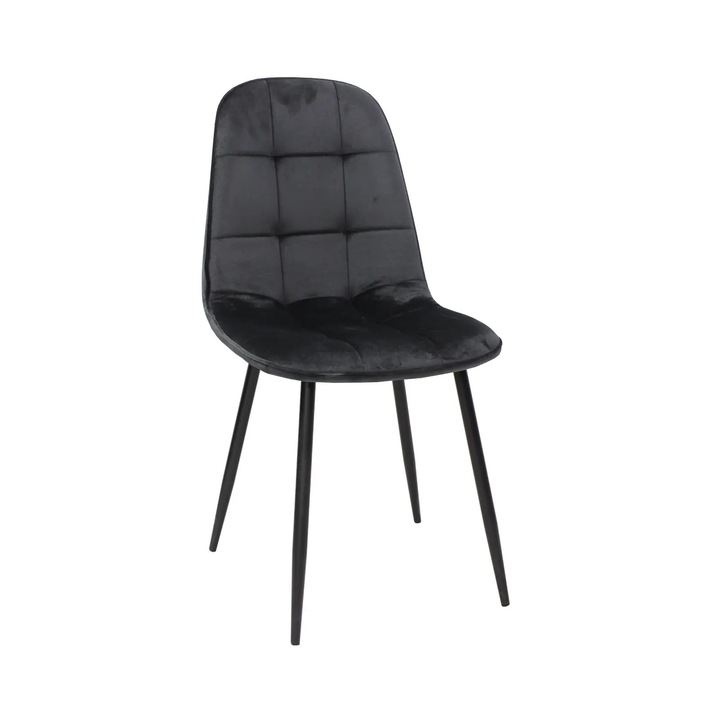 Scaun Gya Negru, material textil, picioare metalice, 91x40