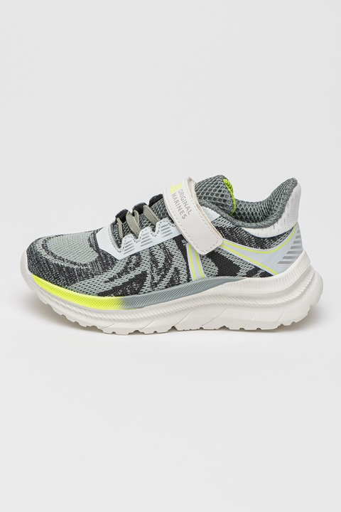 Original Marines, Текстилни маратонки с велкро, Светло сив/Електриково Зелено/Мръснобял