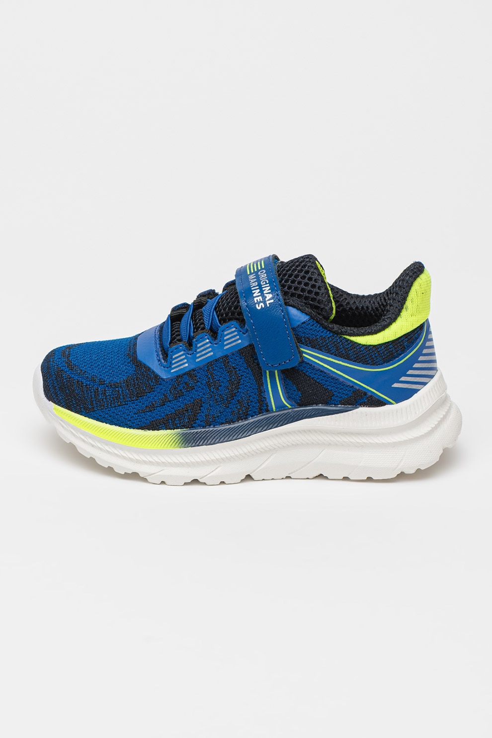 Original Marines, Pantofi sport din material textil cu inchidere velcro, Albastru royal, Verde electric, Alb murdar, 33 EU