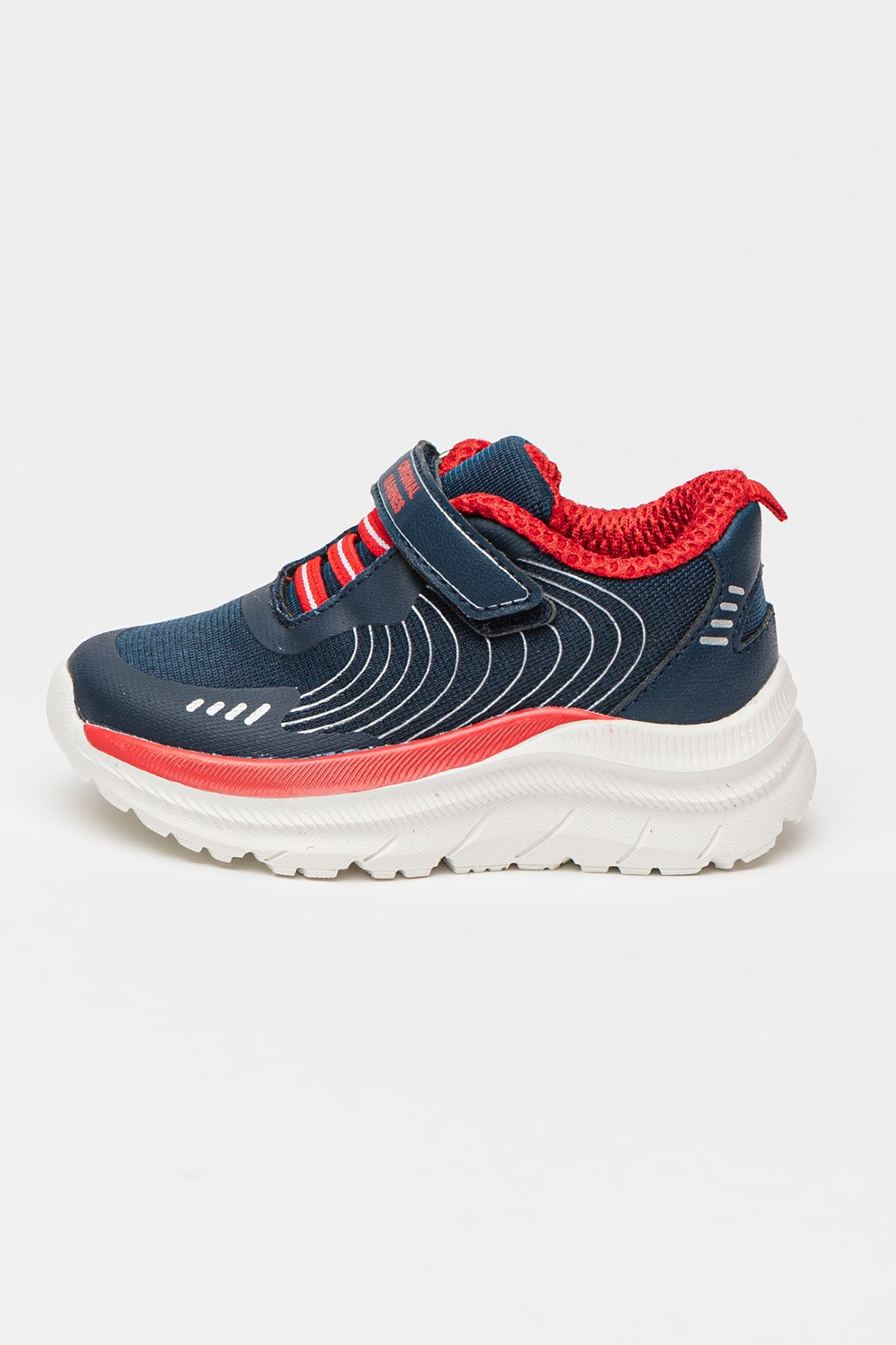 Original Marines, Pantofi sport din material textil cu inchidere velcro si garnituri din material sintetic, Rosu, Alb murdar, Bleumarin, 24 EU