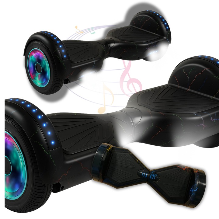 GALAXIA 8"-os elektromos hoverboard, Camo kék, 600 W-os motor, 35 km-es hatótávolság, 8"-os kerekek