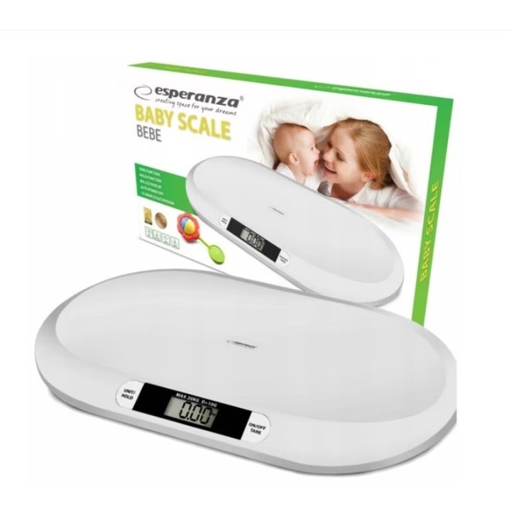 Cantar Electronic pentru Bebelusi, Ecran LCD, Precizie in Grame, Centmetru Incorporat