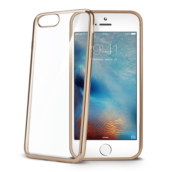 Силиконов гръб Celly LASER IPhone 8,7,6,6S, Златен