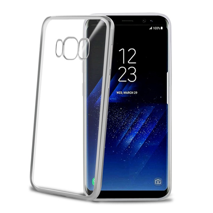 Силиконов гръб Celly LASER Samsung Galaxy S8 Plus, Сребърен