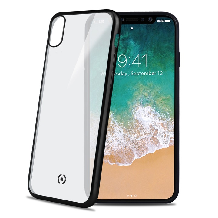 Силиконов гръб Celly LASERMATT, iPhone X, Черен