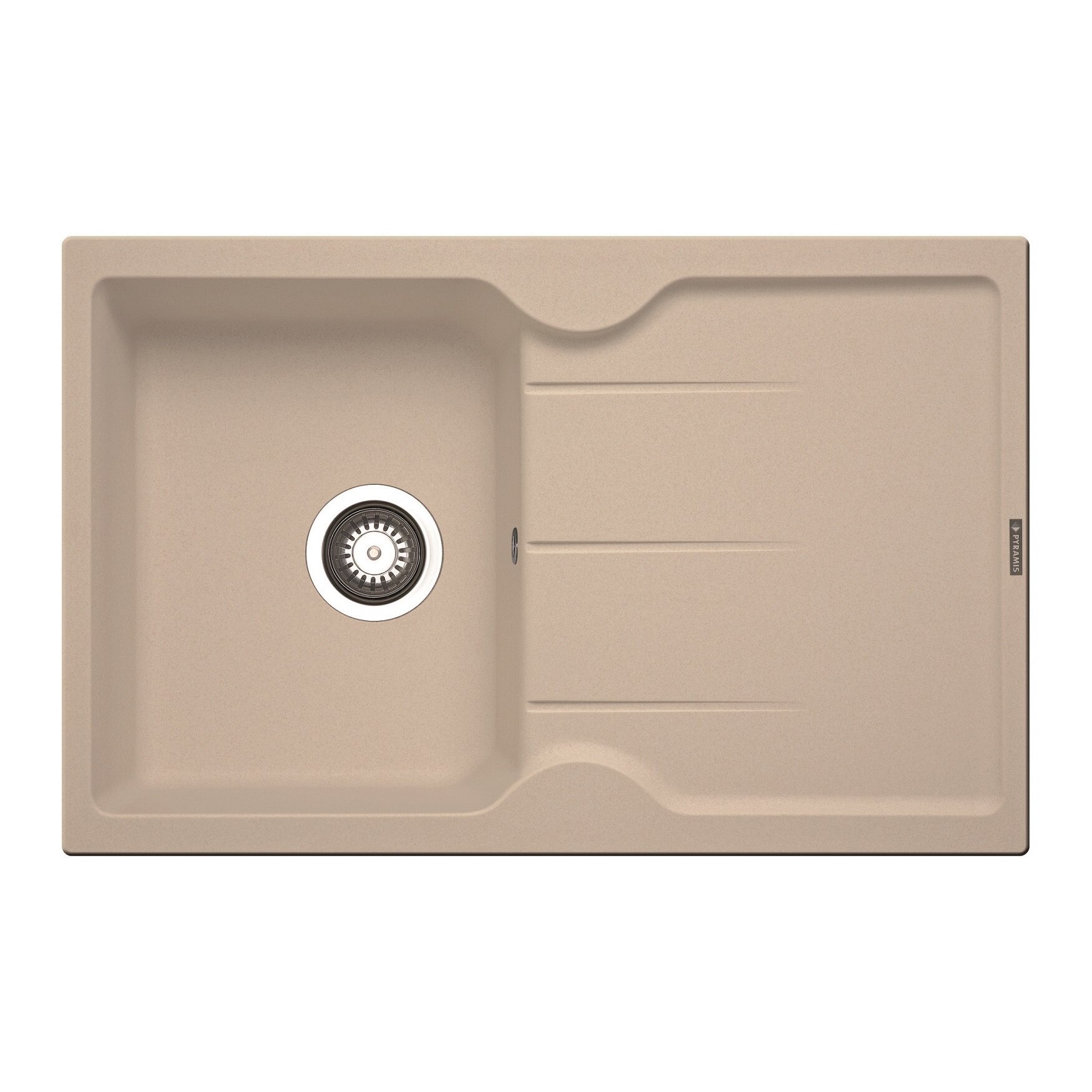 Chiuveta bucatarie Pyramis PORTOS, 780x500mm, adancime 175mm, reversibila, montare pe blat, Pyragranite bej