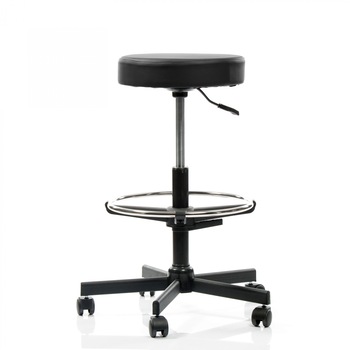 Scaun laborator QMOBILI GRAS EXT Negru, piele ecologica, inalt, suport picioare Scaun laborator QMOBILI GRAS EXT Negru, piele ecologica, inalt, suport picioare