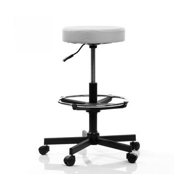 Scaun laborator QMOBILI GRAS EXT Gri, piele ecologica, inalt, suport picioare Scaun laborator QMOBILI GRAS EXT Gri, piele ecologica, inalt, suport picioare