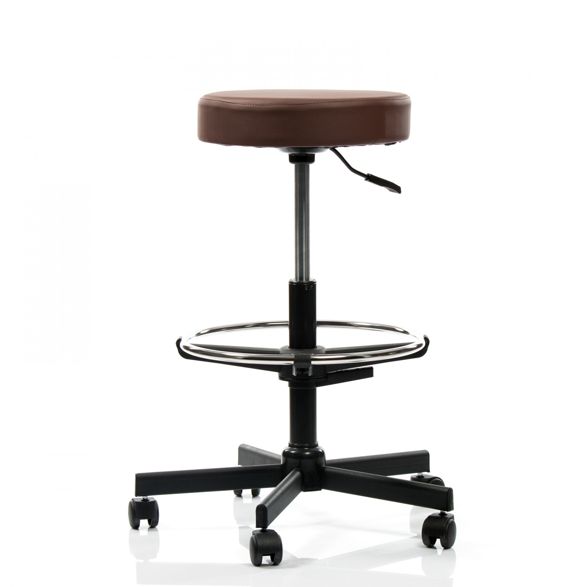 Scaun laborator QMOBILI GRAS EXT Maro, piele ecologica, inalt, suport picioare