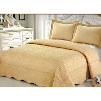 Set Cuvertura de pat dublu cu 2 fete de perna 50x70 cm, bumbac , bej uni Set Cuvertura de pat dublu cu 2 fete de perna 50x70 cm, bumbac , bej uni