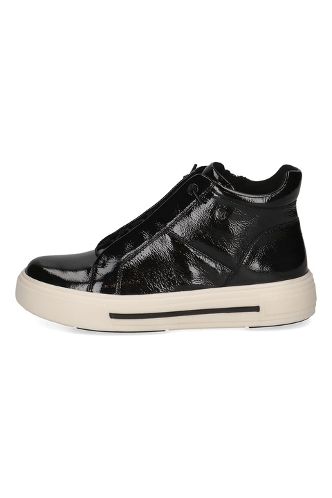 Caprice, Pantofi sport flatform din piele lacuita, Negru