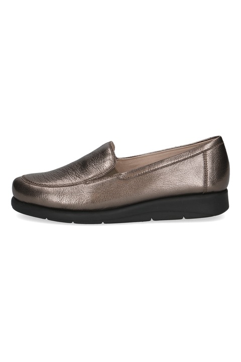 Caprice, Pantofi loafer de piele cu talpa wedge si aspect texturat, Maro, 38