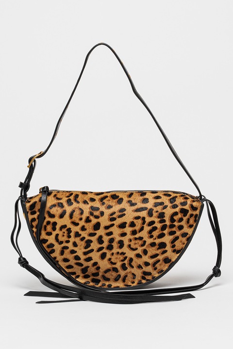 Dolce Vita, Verona szőrmés bőr válltáska, Fekete, Fahéjbarna