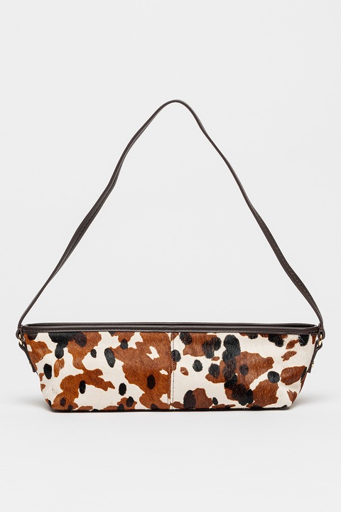 Dolce Vita, Savaii szőrmés bőr válltáska, Koptatott fekete, Világosbarna, Törtfehér