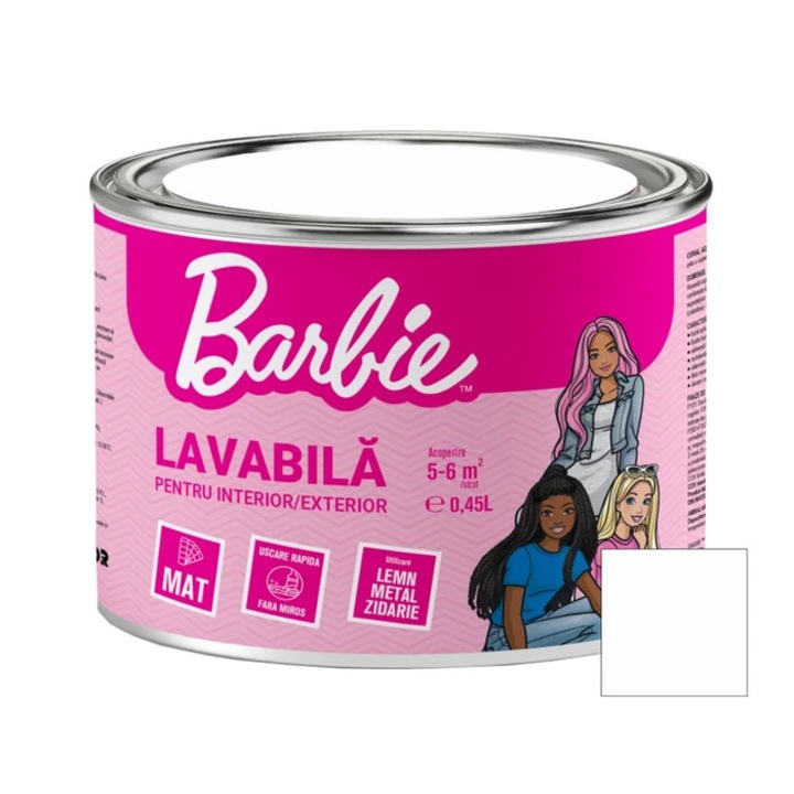 Vopsea lavabila Coral Ceramic Barbie White Chic 0,45 l