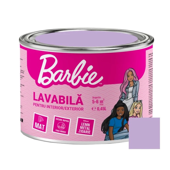 Vopsea lavabila Coral Ceramic Barbie Purple Chic 0,45 l