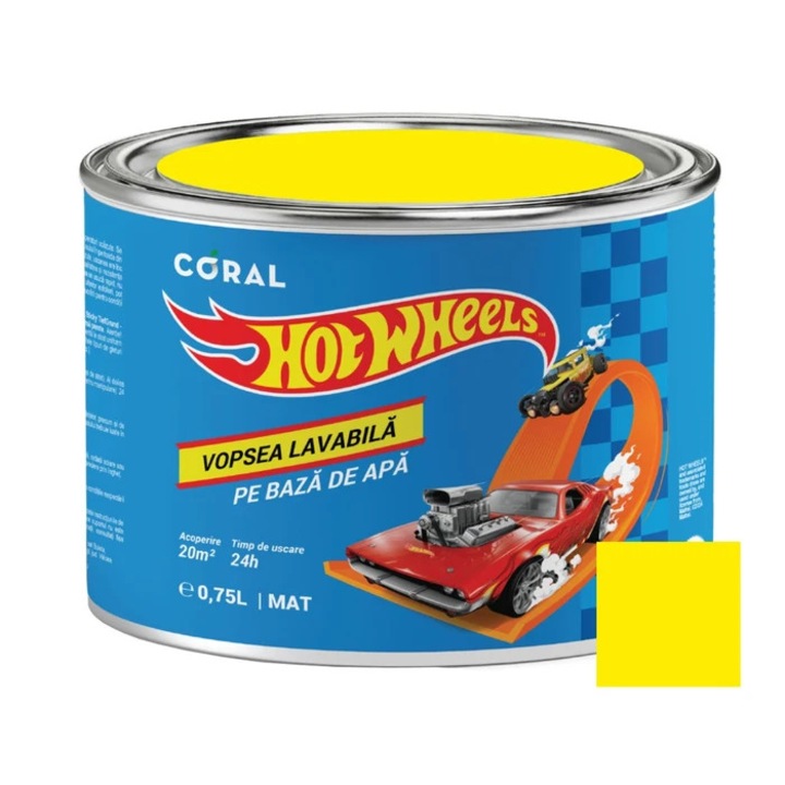 Vopsea lavabila Coral Ceramic Hot Wheels Cool Yellow 0,45 l