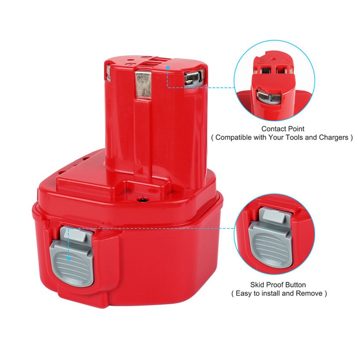 Makita Akkumulátor 12V 2.0Ah NI-CD PA12, Kompatibilis 1234, 1925, ML120, UB120D, DA312D, VR250D, Akkumulátor 2000mAh Szerszámokhoz 192698-8