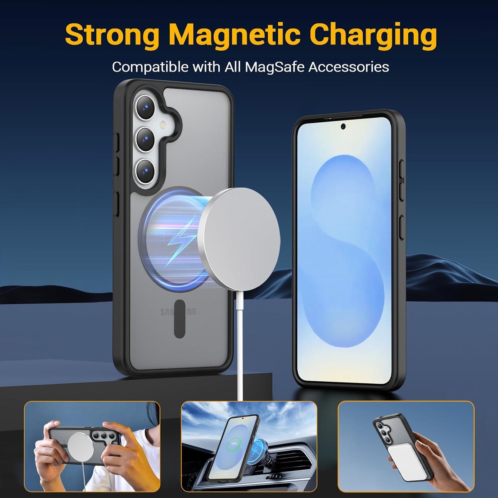 Husa compatibila cu Samsung Galaxy S25, Axroad Mall, Tehnologie MagSafe, Rezistenta la socuri, Rezistenta la impact, Pentru telefon mobil cu protectie pentru camera, Protectie colturi, TPU/PC, Negru