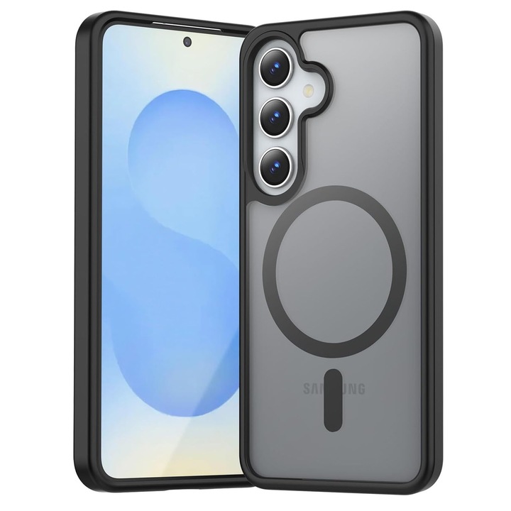 Husa compatibila cu Samsung Galaxy S25, Axroad Mall, Tehnologie MagSafe, Rezistenta la socuri, Rezistenta la impact, Pentru telefon mobil cu protectie pentru camera, Protectie colturi, TPU/PC, Negru