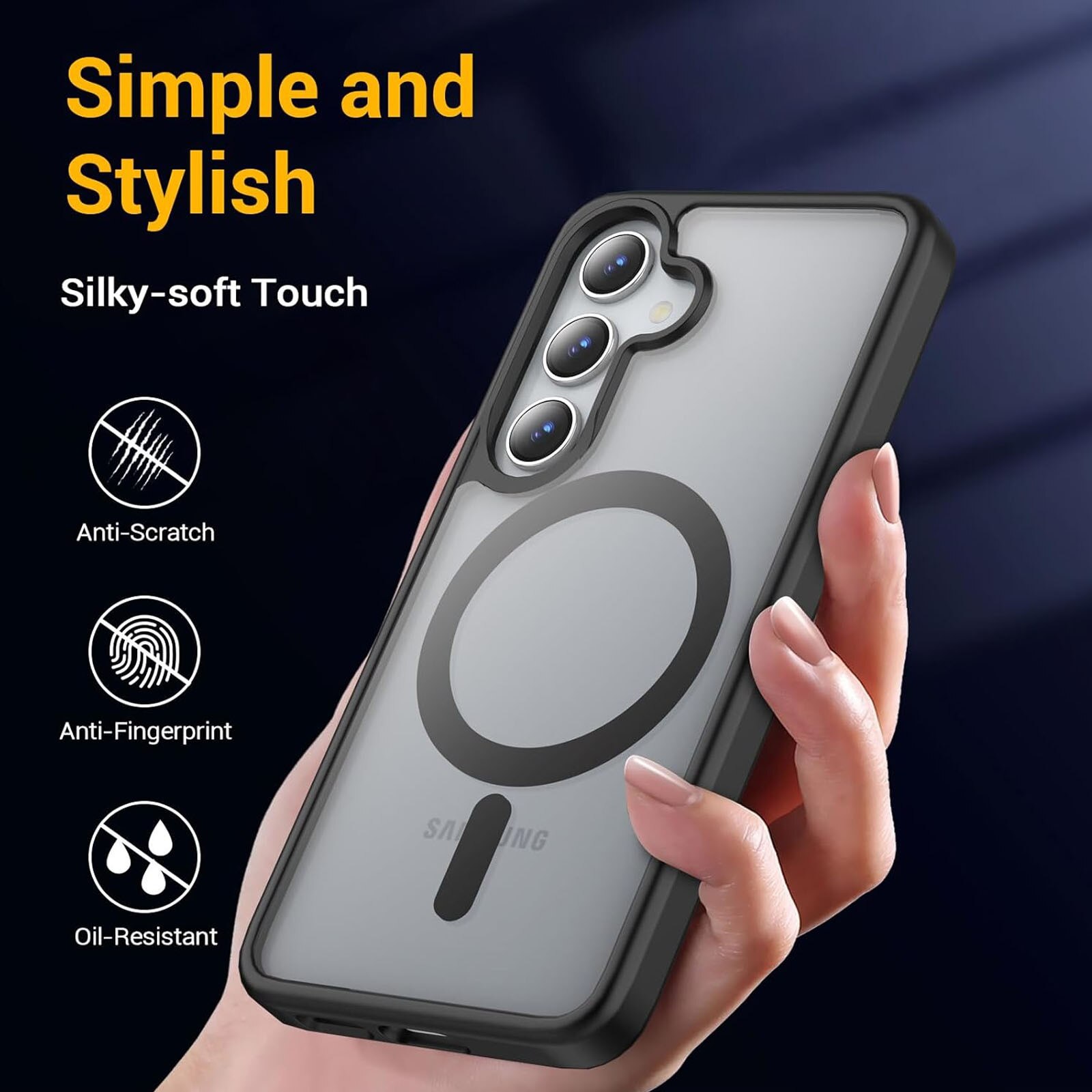 Husa compatibila cu Samsung Galaxy S25, Axroad Mall, Tehnologie MagSafe, Rezistenta la socuri, Rezistenta la impact, Pentru telefon mobil cu protectie pentru camera, Protectie colturi, TPU/PC, Negru