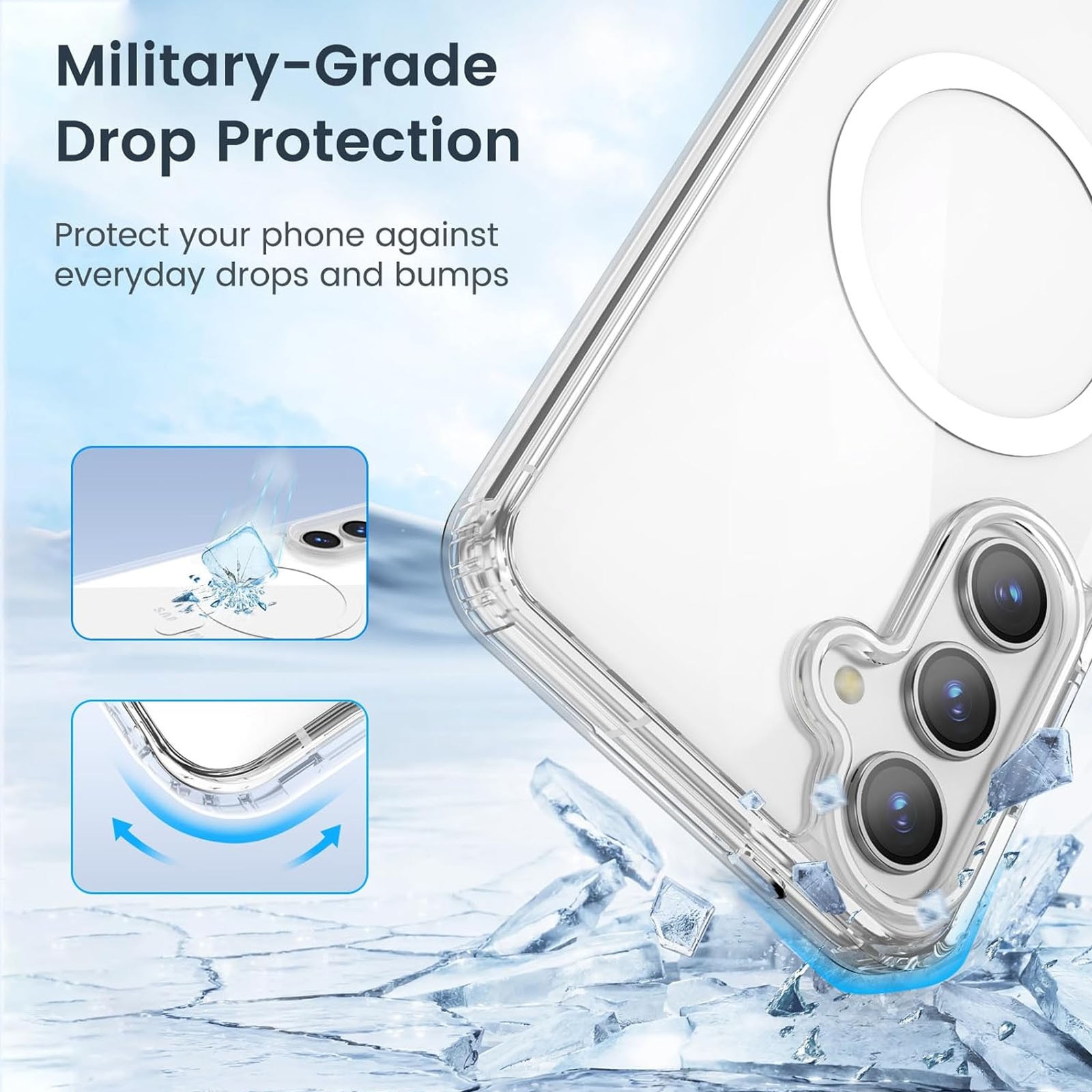 Husa compatibila cu Samsung Galaxy S25, Axroad Mall, Tehnologie MagSafe, Rezistenta la socuri, Rezistenta la impact, Pentru telefon mobil cu protectie pentru camera, Protectie colturi, TPU/PC, Transparenta