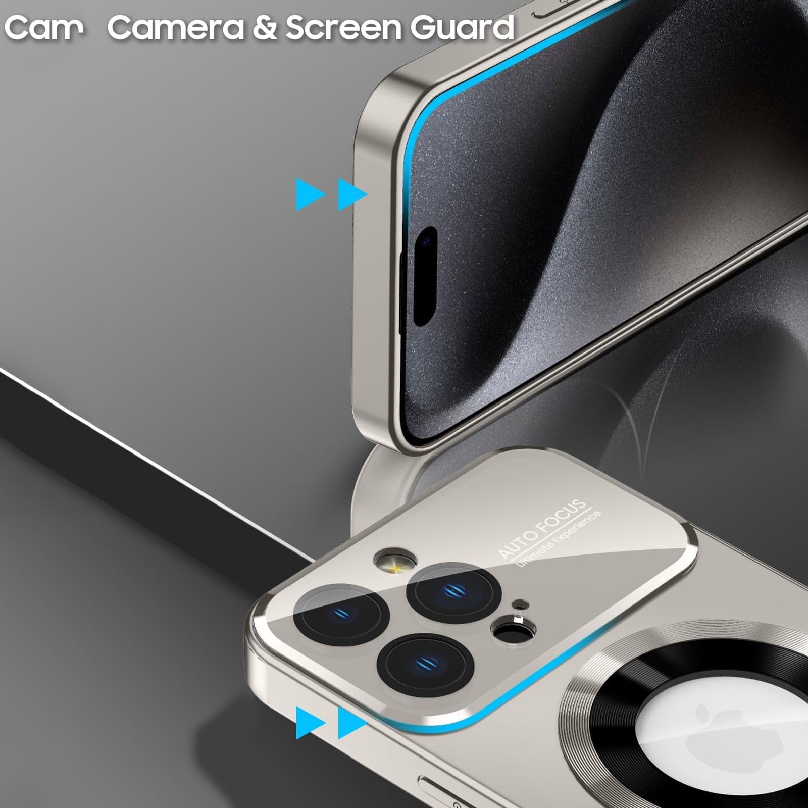 Husa pentru apple iPhone 15 promax, Axroad Mall, Husa compatibila cu Incarcare magsafe compatibila, Protectie completa camera, Rezistenta la socuri, Test de cadere de calitate militara, Placa din spate PC transparenta, Gri