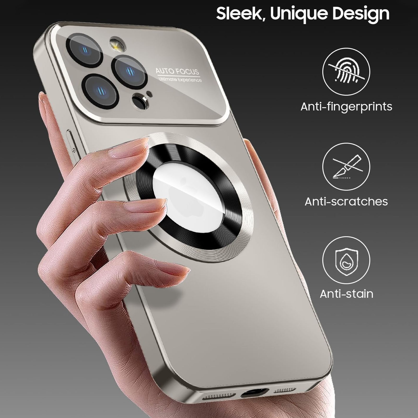 Husa pentru apple iPhone 15 promax, Axroad Mall, Husa compatibila cu Incarcare magsafe compatibila, Protectie completa camera, Rezistenta la socuri, Test de cadere de calitate militara, Placa din spate PC transparenta, Gri