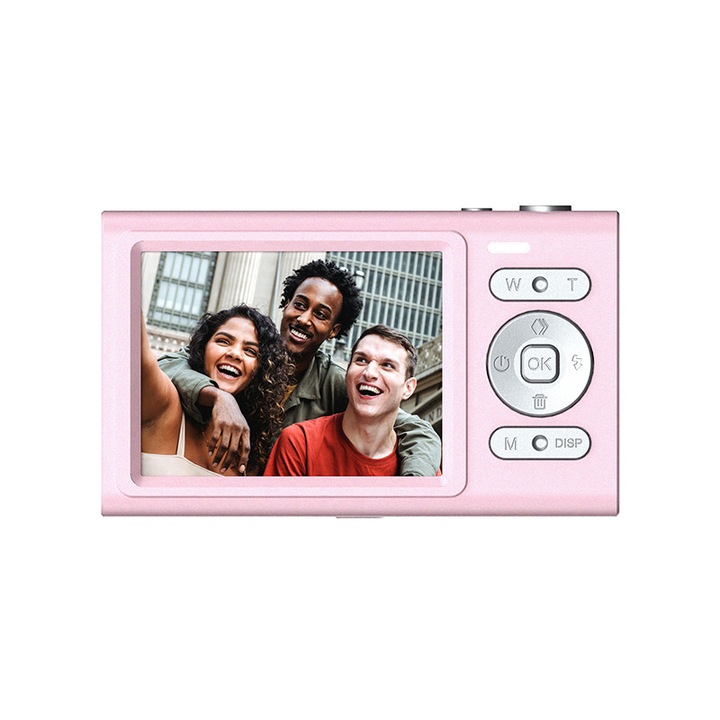 Цифров фотоапарат SANVITA за ученици, Free 32G Memory Card, 5 Million Pixels, 1080P, 16x Zoom, Auto Focus, 2.8 Inch Display, Graduation/College Gift, High School/Primary School Student Gift, Birthday Gift, Pink