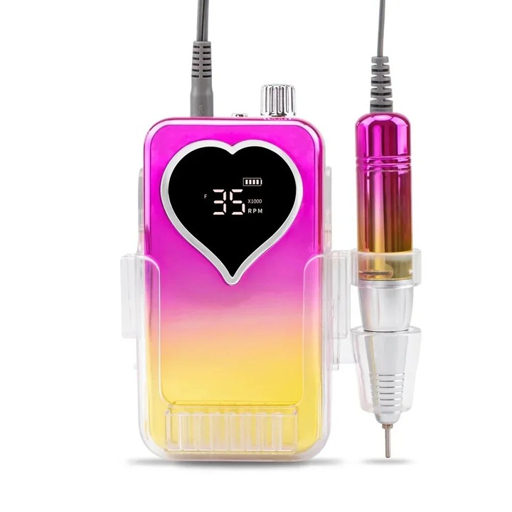 Elektromos körömreszelő, arany, 35000 RPM, újratölthető, komplett készlet