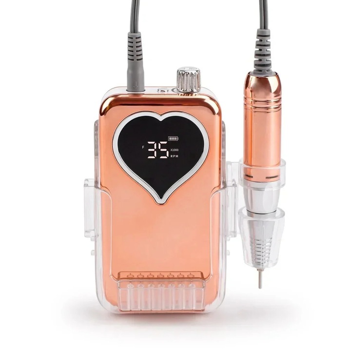 Vezeték nélküli körömfúró gép, 35000 RPM, narancssárga, komplett szett