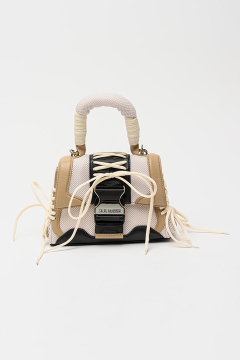 Steve Madden, Bdiego keresztpántos táska hálós részletekkel, Fehér, Fekete, Homokbarna