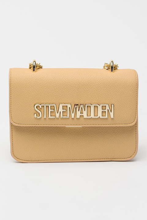 Steve Madden, Stakes műbőr válltáska fémlogóval, Homokbarna